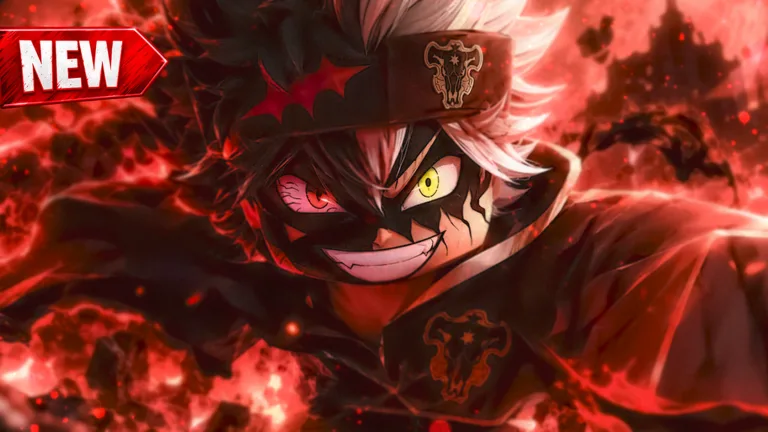Clover Time anti-magic mage in demonic form with red energy and a NEW release badge